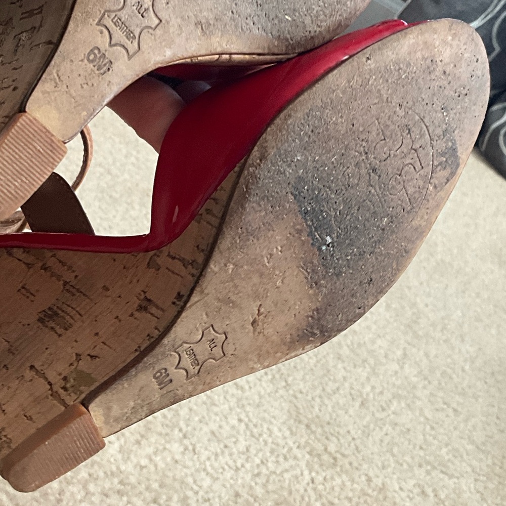 Tory Burch Red Patent Leather Wedges - Picture 8 of 14